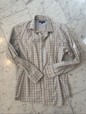 Banana Republic Check Dress Shirt in Blue and Yellow